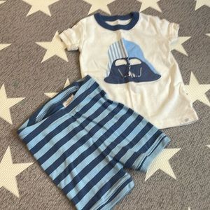 Baby Gap Star Wars white and blue striped short sleeve pajama set sz12-18 mths